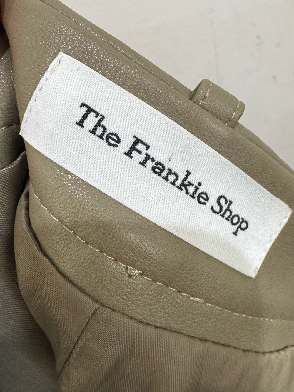 NWT The Frankie Shop Maybelle Faux Leather Maxi Skirt with Front Slit in Olive - Picture 13 of 16